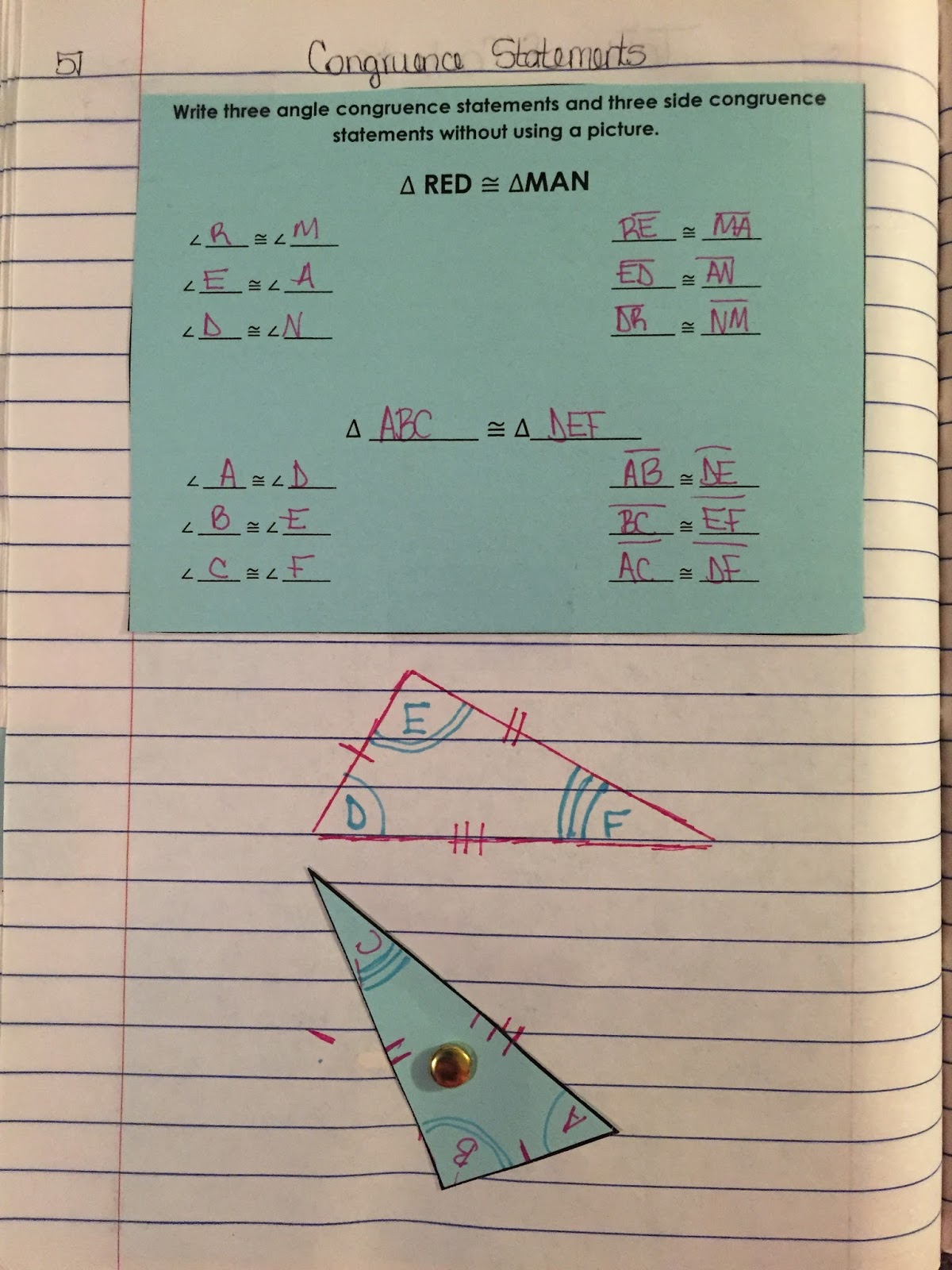 misscalcul8: Geometry Unit 5: Congruent Triangles Interactive Notebook