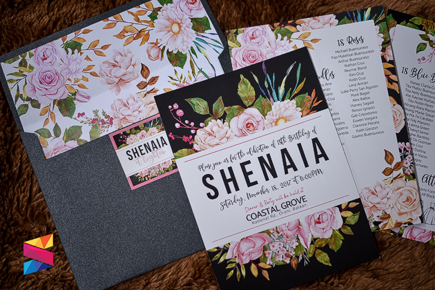 black and floral debut invitation stunro creativeworks debut invitation