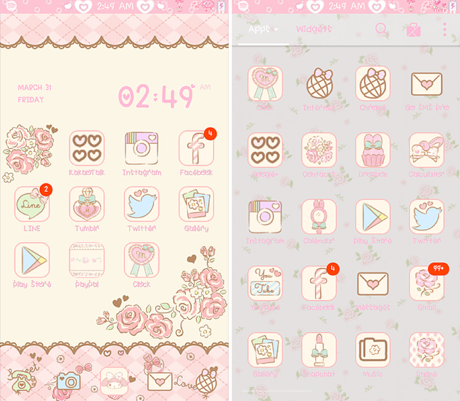 pink paradise my melody fashionable cute launcher theme