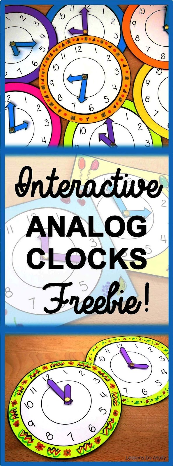 Lessons by Molly Analog Paper Clock for Kids with Moveable Hour and