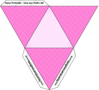 Caja con forma de pirámide de Corazones Rosa. 