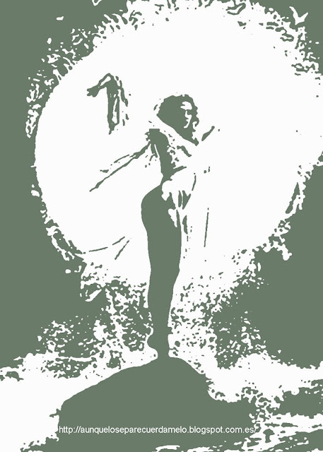ilustracion de una mujer sobre una roca en el mar gf7