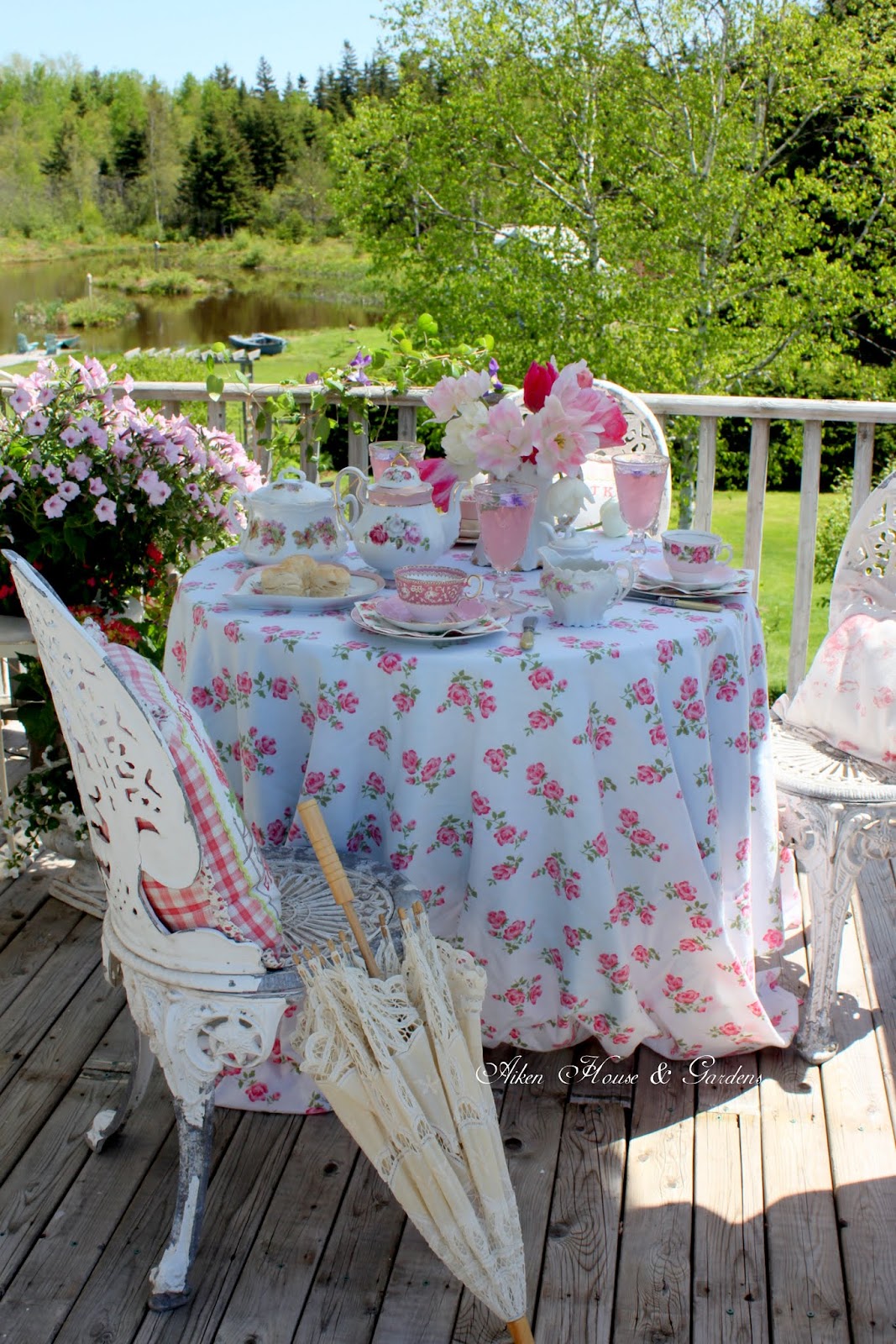 Aiken House & Gardens Romantic Pink Balcony Tea