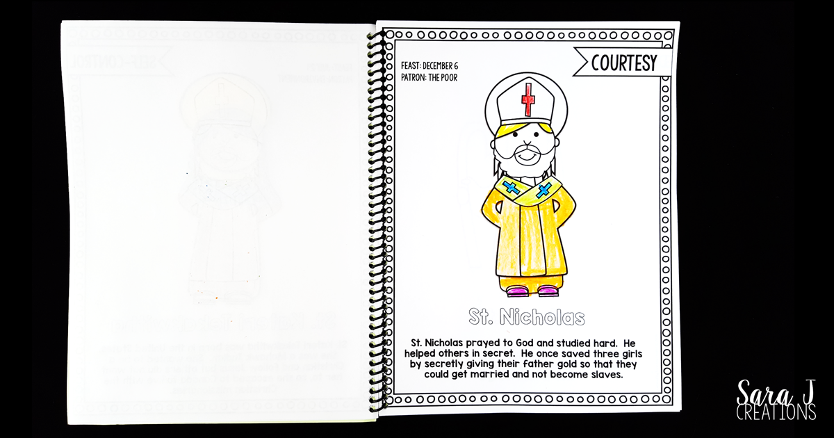 Catholic Saints Coloring Book. Includes 56 different Saints. Great way to teach the virtues through the lives of the Saints.