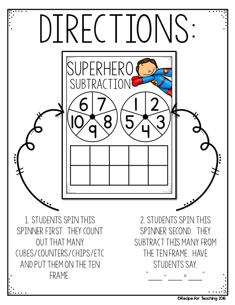 Superhero Day Subtraction - Recipe for Teaching