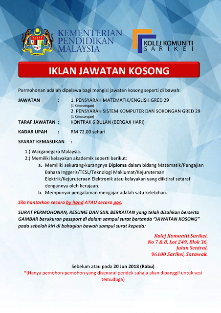 Iklan Jawatan Kosong Kolej Komuniti