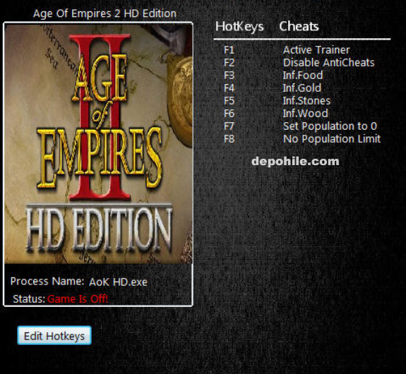 Age Of Empires 2 HD Edition Kaynak,Popülasyon +7 Trainer Hile
