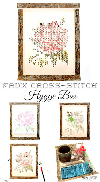 Faux Cross-Stitch Hygge Box Tutorial Featuring Wood Burning and Distress Markers by Dana Tatar for Walnut Hollow Faux Cross-Stitch Hygge Box Tutorial Featuring Wood Burning and Distress Markers by Dana Tatar for Walnut Hollow