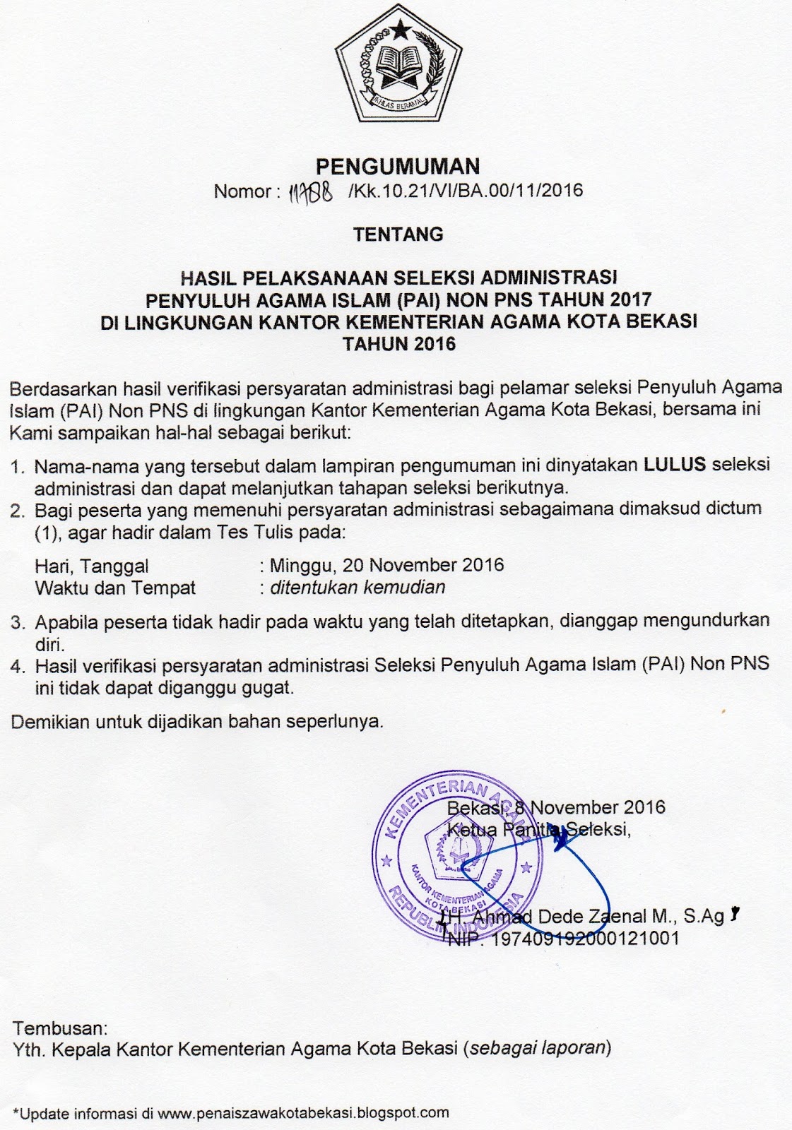 Contoh Laporan Penyuluh Agama Islam Non Pns 2017