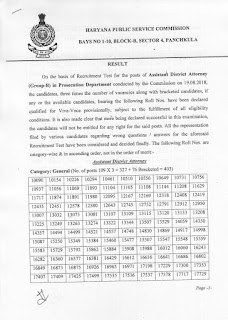 ADA RESULT HARYANA PUBLIC SERVICE COMMISSION ADA RESULT HARYANA PUBLIC SERVICE COMMISSION