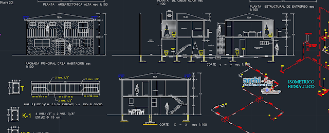 House 2 floors story  in AutoCAD 