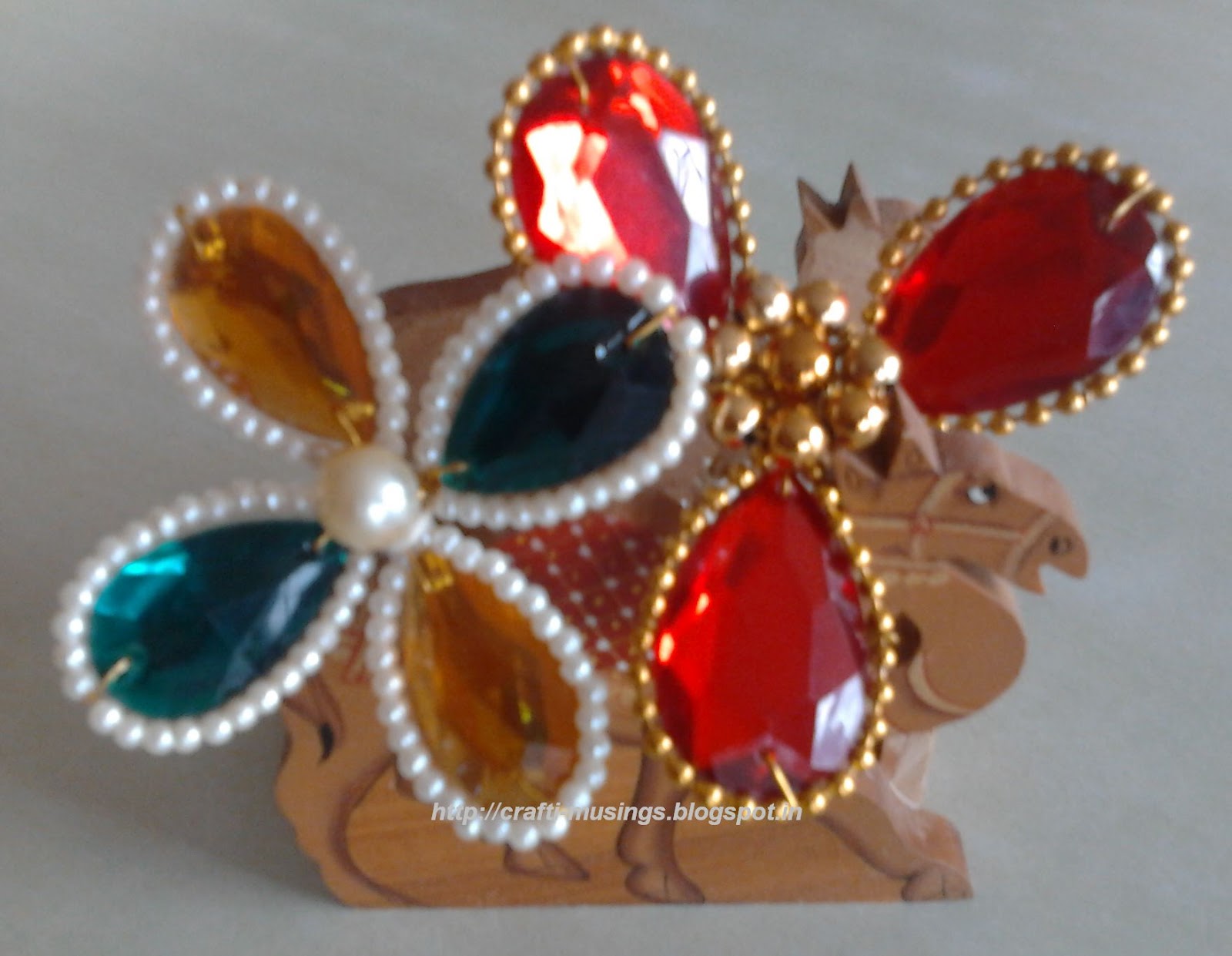 Crafti musings.. flowers with Kundan stones/Rhinestones Part 2