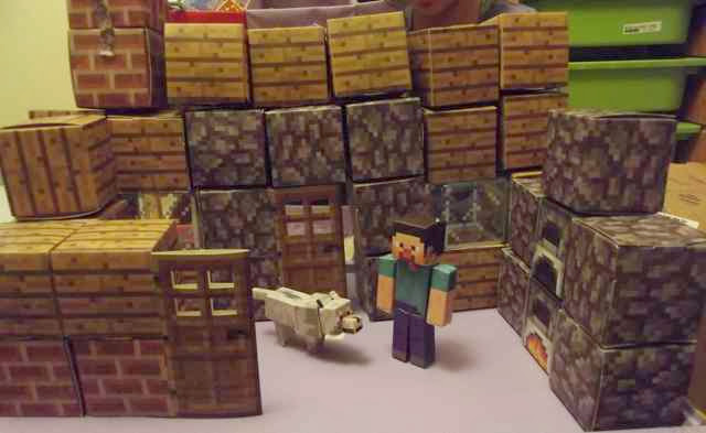 Minecraft Paper Craft shelter complete