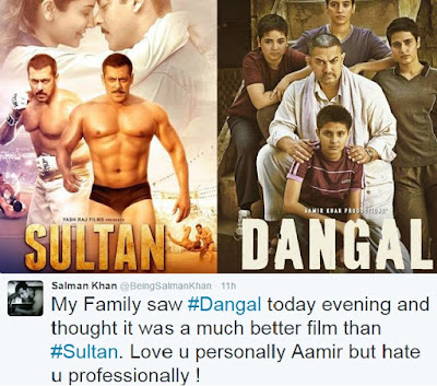 @InstaMag - Actor Salman Khan has heaped praise on Aamir Khan's latest release "Dangal", a biographical wrestling drama which hit the screens worldwide on Friday dangal-better-than-sultan-salman-khan