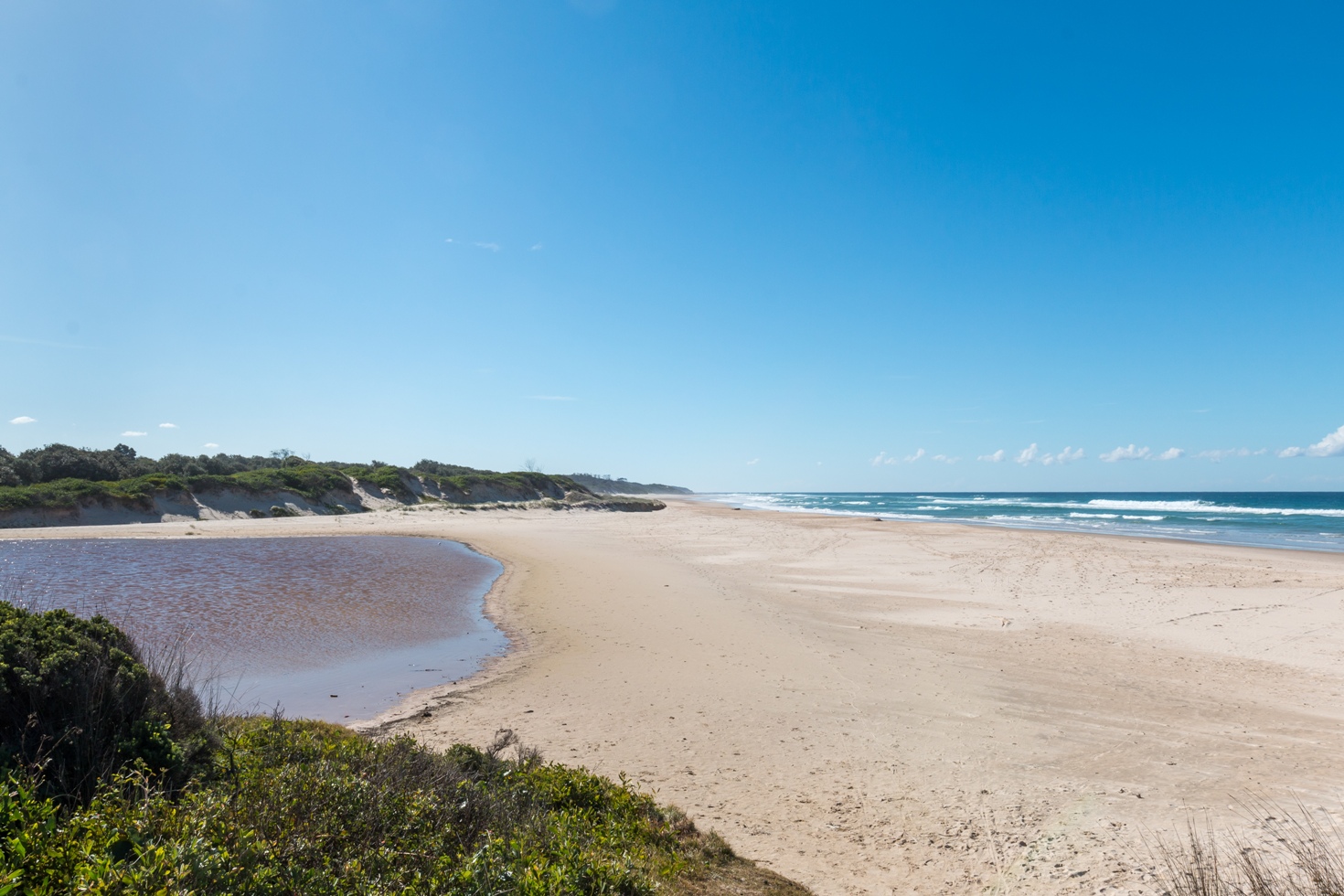 National Park Odyssey Lake Arragan and Red Cliff Campgrounds, Yuraygir National Park, NSW.