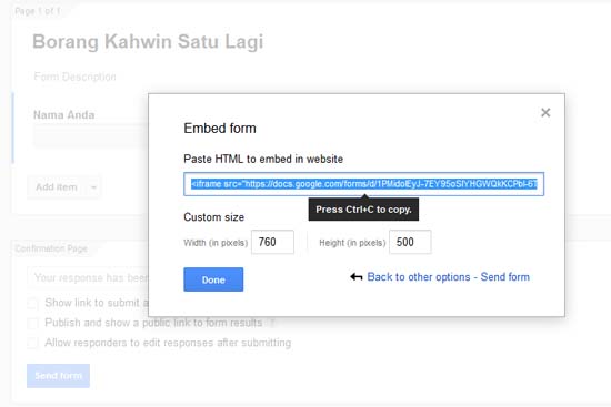 Cara Letak Borang Google Form Dalam Entri