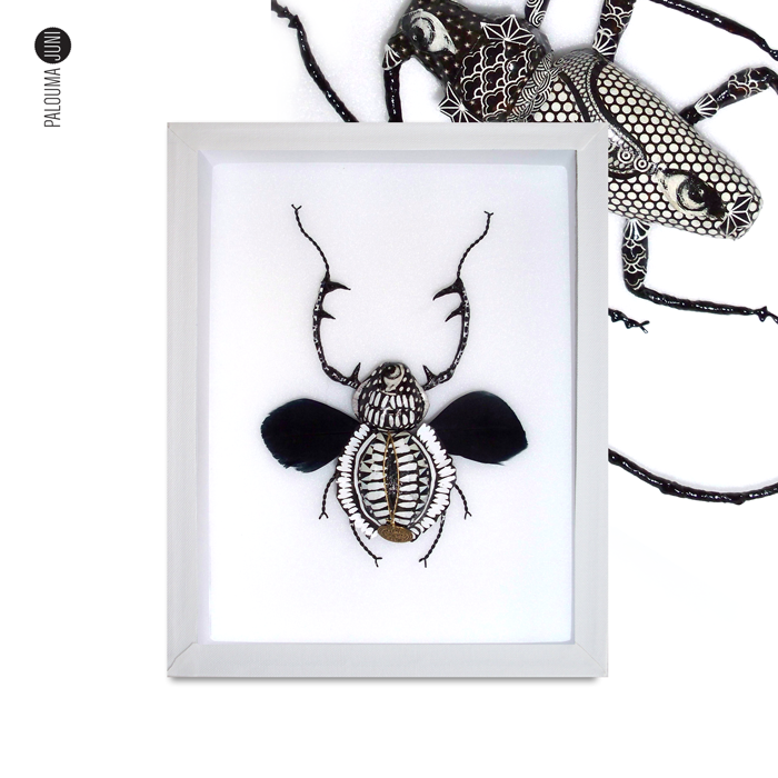 scarabee-sculpture-papier-collage-curiosite-entomologique-paloumajuni