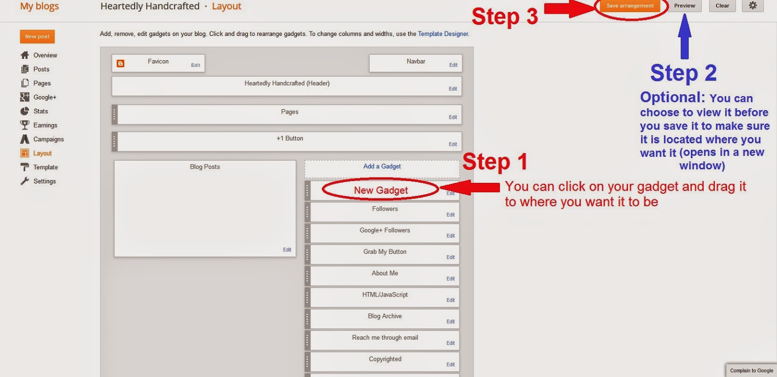 How to Add a Gadget in Blogger