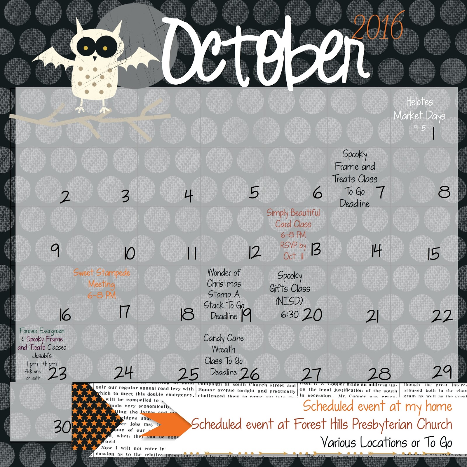 October Class And Event Schedule - Pink Buckaroo Designs