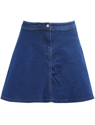 Romwe's Button Flare Denim Skirt 