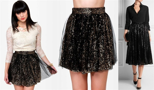 Black and Gold Sequin Tulle Skirt Black and Gold Sequin Tulle Skirt
