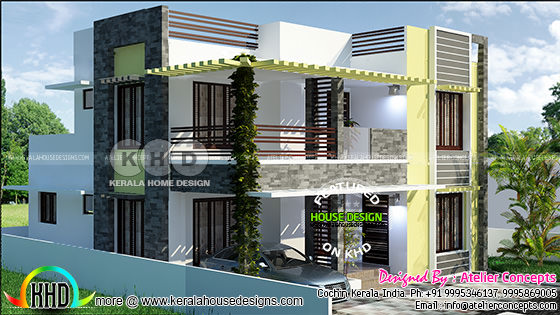 4 BHK Modern house plan in an area of 1957 square feet