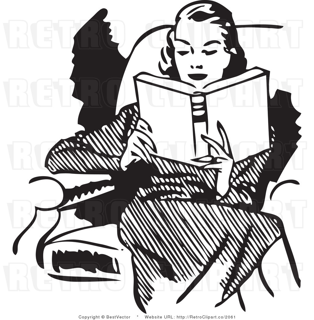 free black and white reading clipart - photo #40