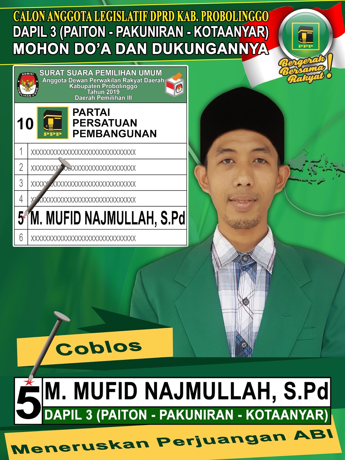 Gambar Caleg Nomor Urut 5 Dapil 3 kab Probolinggo Relawan Ikhlas