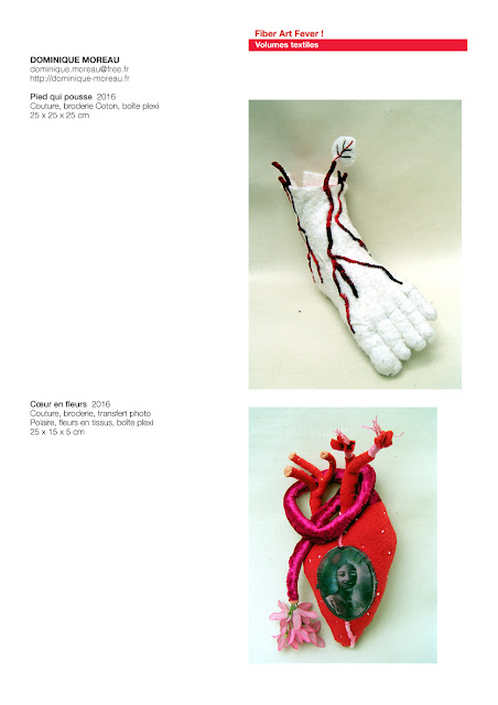 Dominique Moreau, art textile contemporain, sculptures textiles volumes crochetés et brodés