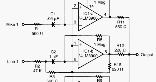 LM3900 Audio Mixer - DIY Electronics Projects, Circuits Diagrams, Hacks ...