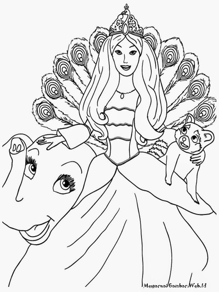 Mewarnai Barbie Island Princess Gambar Sketsa