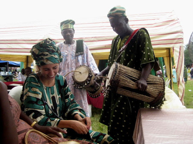 Talking drum Drummers entertaining with the talking drum