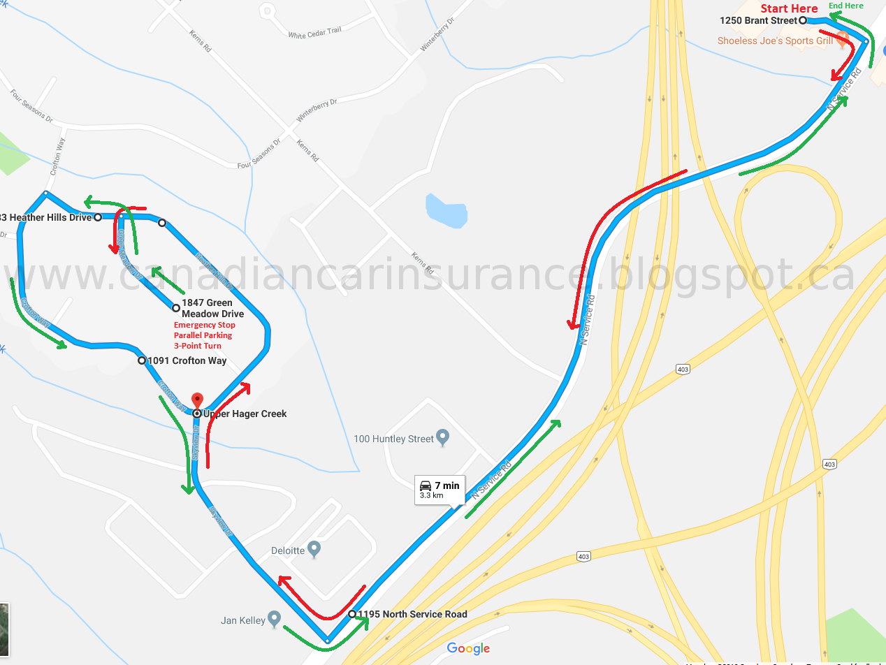 Burlington G2 Road Test Route 3 Maps