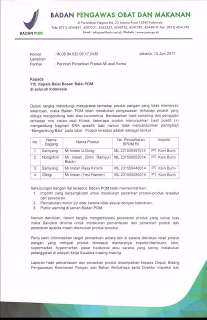 4 Varian Mie Samyang Ini Terbukti Mengandung Babi, BPOM akan Cabut Izin Edar 4 Varian Mie Samyang Ini Terbukti Mengandung Babi, BPOM akan Cabut Izin Edar