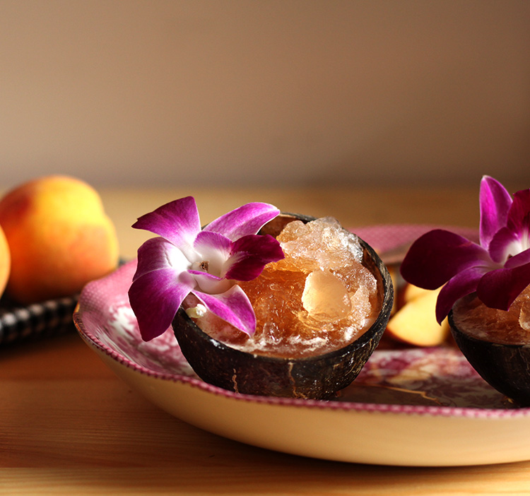 Yummy Peach Coconut Tea Granita Bowls