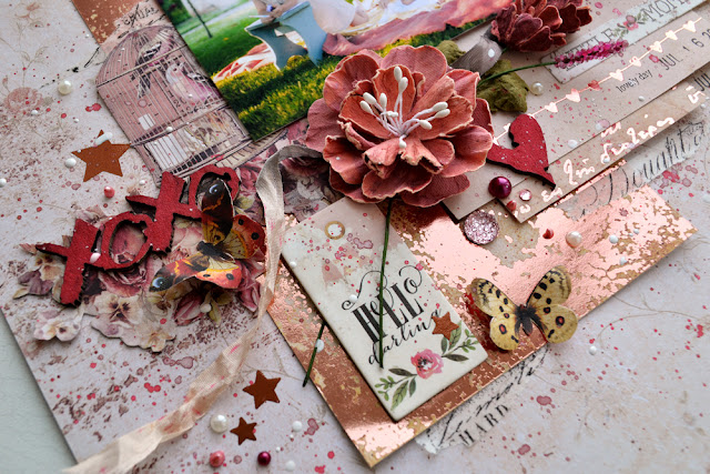 Scraps of Darkness scrapbook kits: mixed media sisters layout created w/our Feb kit by Tatiana Yemelyanenko