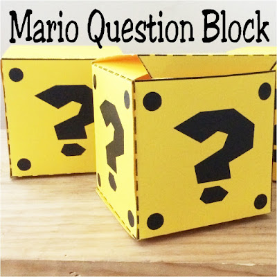 Get a great reward at your Super Mario birthday party with this printable Mario Question block.  This block party favor is great for a Arcade Video game party, 80s party, or Mario party.  It's simple to print and put together, plus it's big enough to add all your party favors inside.
