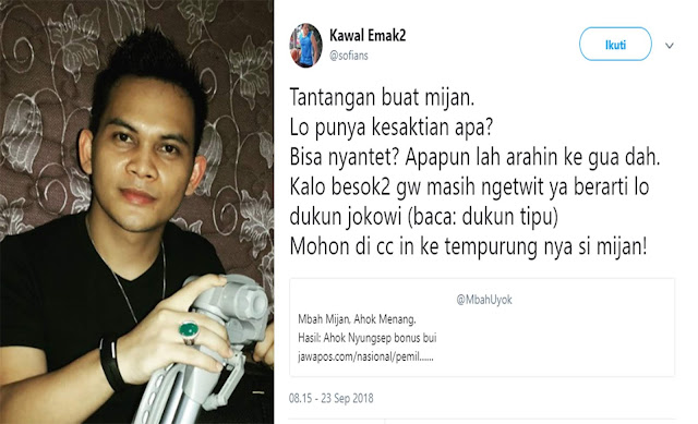 Ramalkan Jokowi Menang, Netizen Ini Tantang Mbah Mijan Untuk “Santet” Dirinya