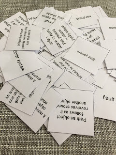 Earth science vocabulary cards