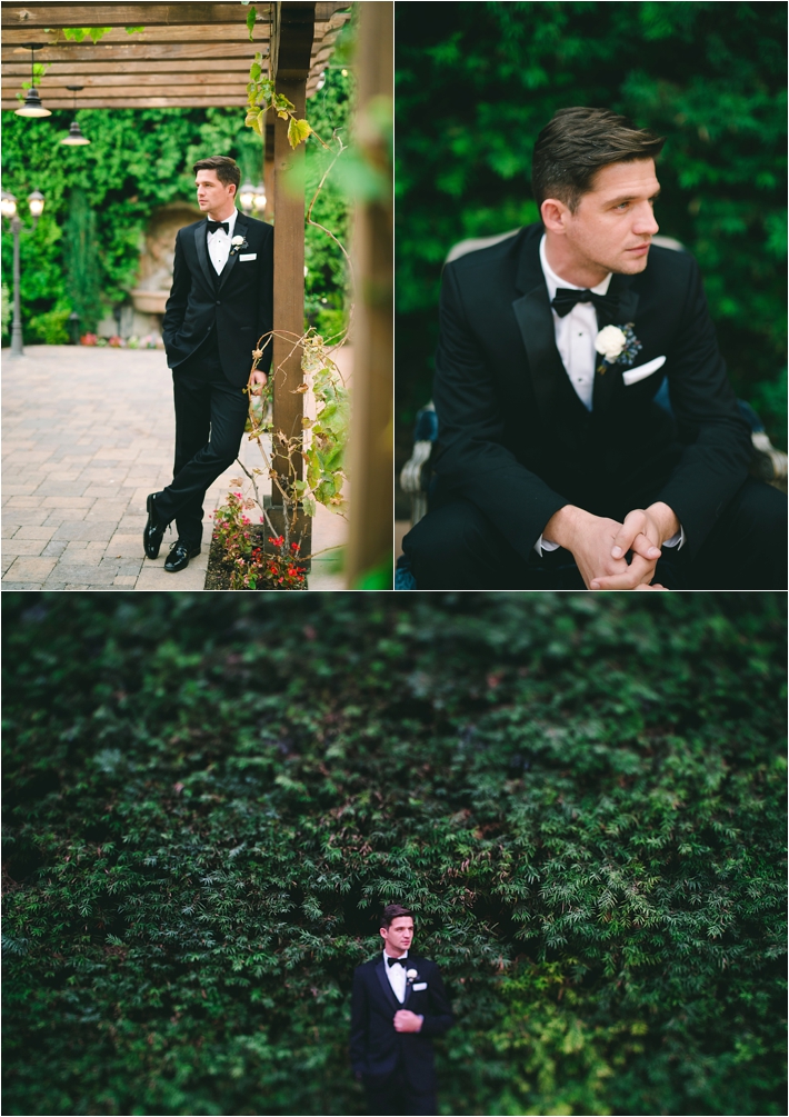 Elegant groom in black tux with bow-tie from Friar Tux // Photo by Closer to Love Photography via @thesocalbride