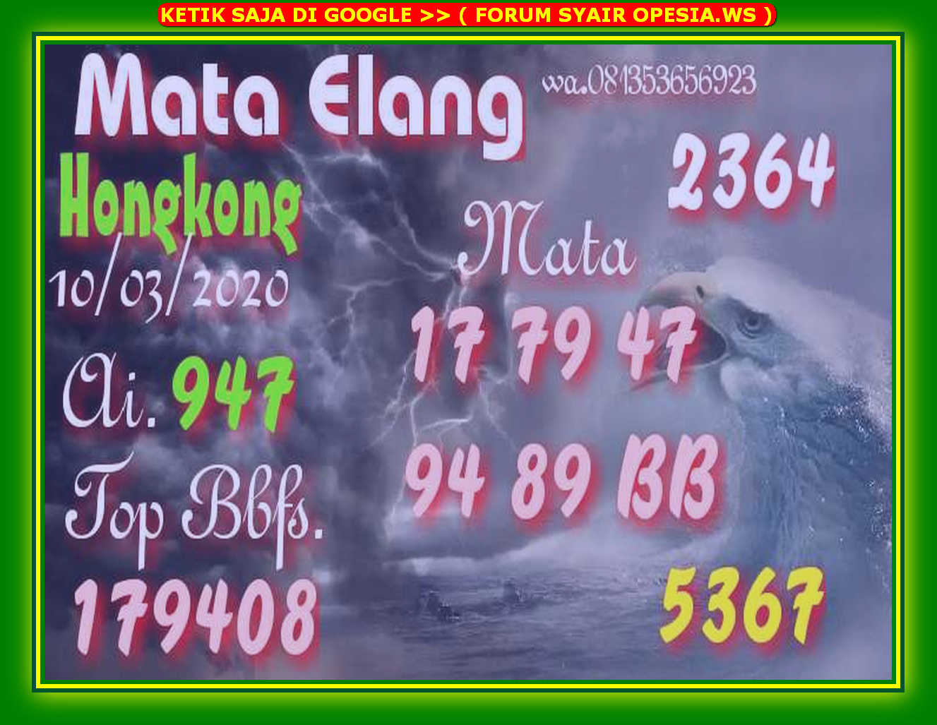 1 New Message Kode Syair Hongkong 10 Maret 2020 Forum Syair Togel Hongkong Singapura Sydney