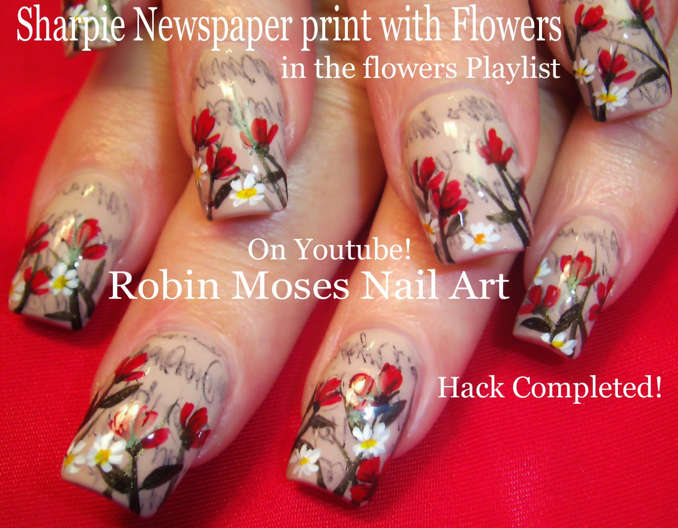 bright flower nail art design tutorial