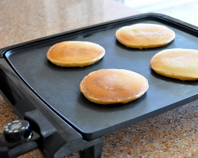 We love this Electric Nonstick Pancake Griddle, especially for pancakes for a crowd.