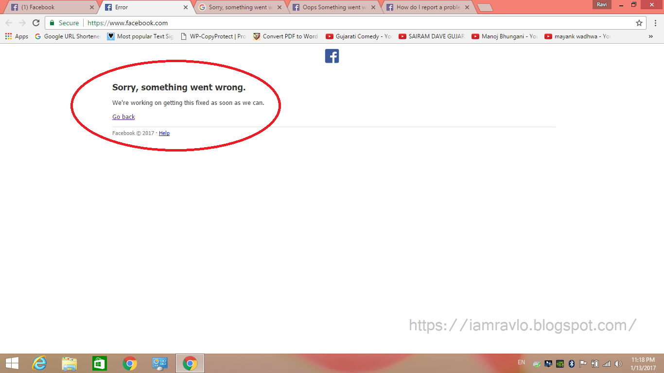 Fixed Facebook Error Sorry Something Went Wrong I Am Ravlo