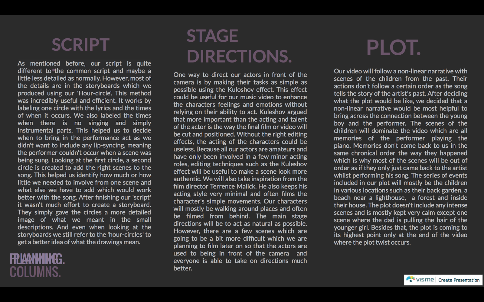 (Post 26) Planning Script / Stage Direction/ Plot Outline