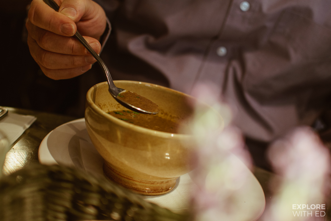 Mushroom soup, Soupe de Jour at Bistrot Pierre's