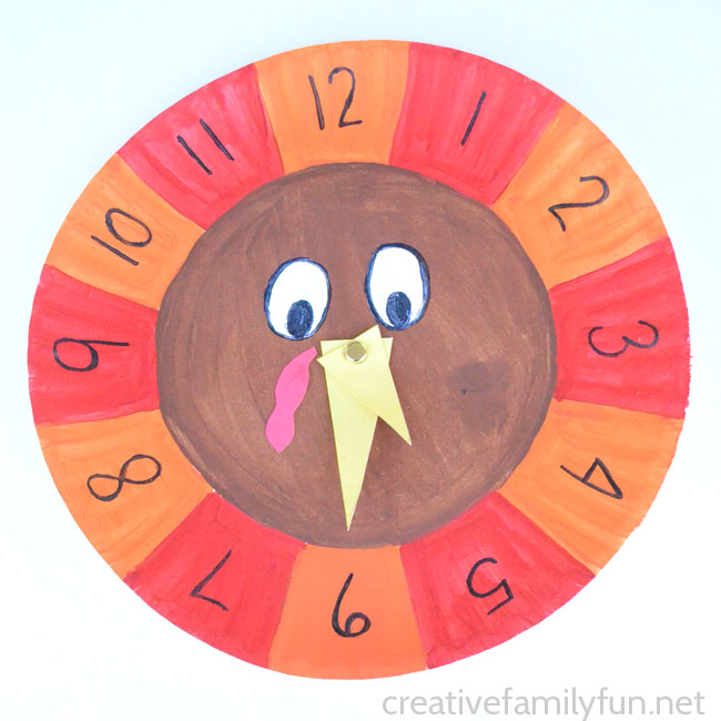 Creative Family Fun Telling Time with a Turkey Clock