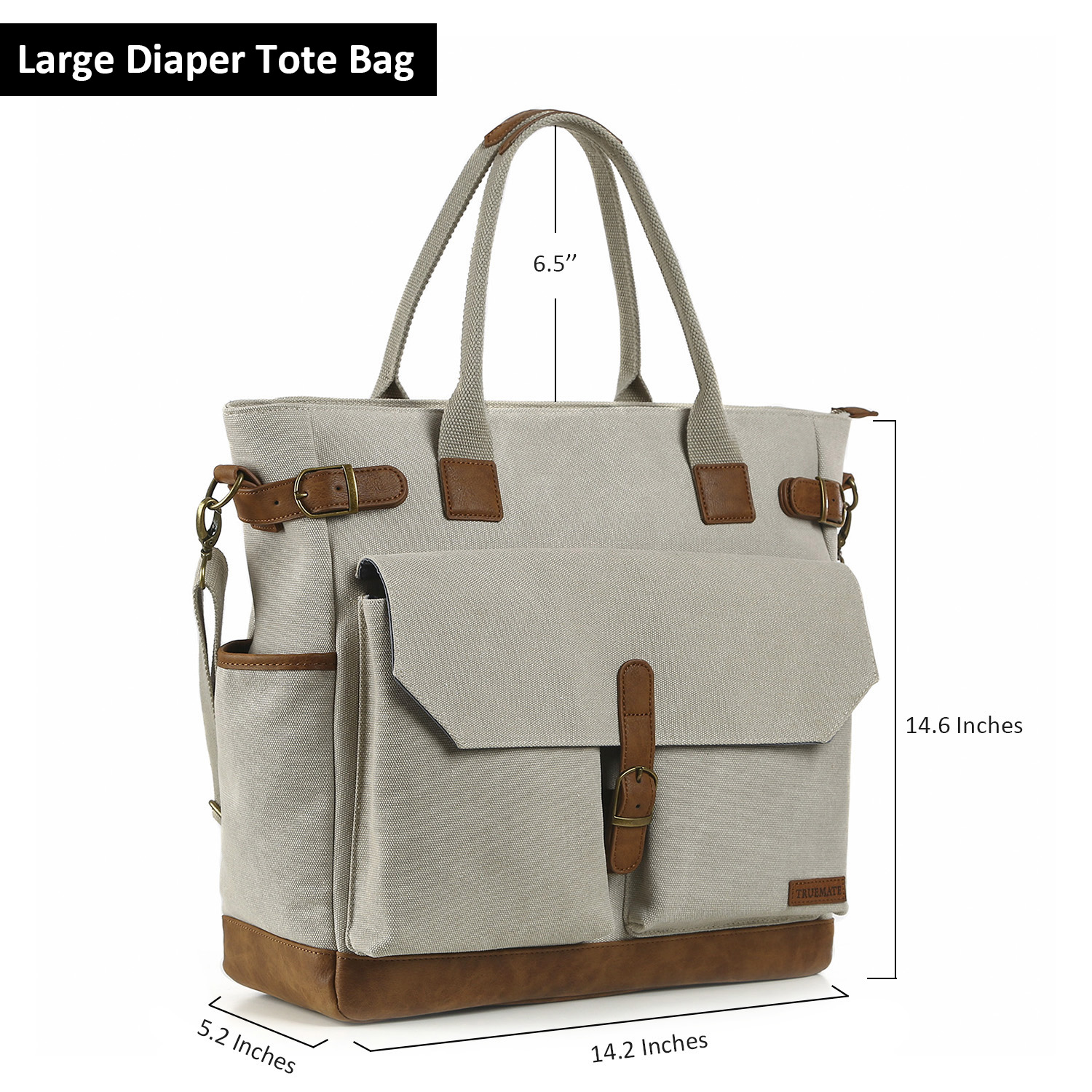 TRUEMATE Baby Diaper Bag Tote With Changing Pad Stroller Straps and
