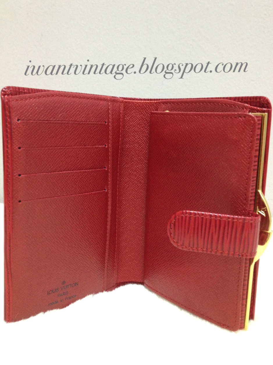 I Want Vintage | Vintage Designer Handbags: Louis Vuitton Epi French Wallet in Red