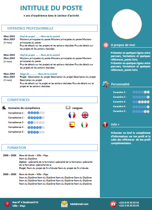 Exemple CV Professionnel (Gratuit) Format Word